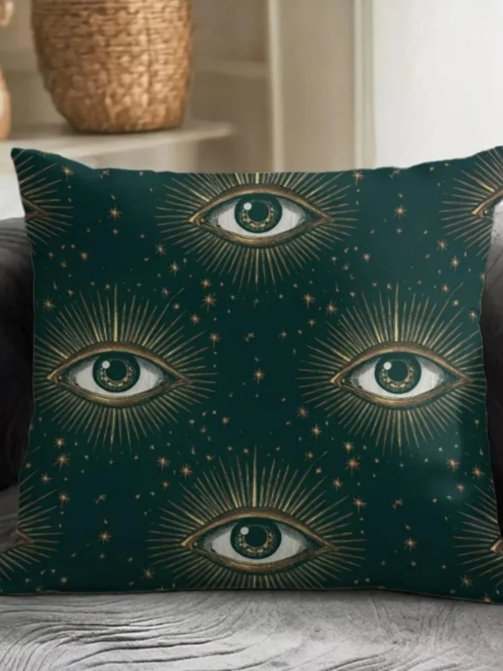 Celestial Eye Decorative Throw Pillow - Teal Green
